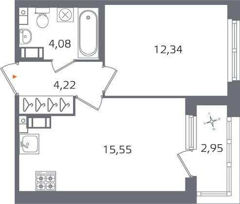 Продажа 1-комнатной квартиры 37,7 м², 6/17 этаж