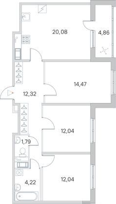 Продажа 3-комнатной квартиры 79,4 м², 2/5 этаж