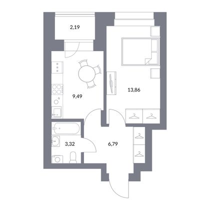 35,7 м², 1-комн. квартира, 15/25 этаж