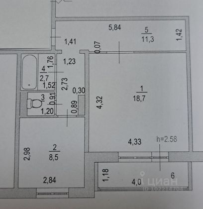 Продажа 1-комнатной квартиры 44,7 м², 5/8 этаж