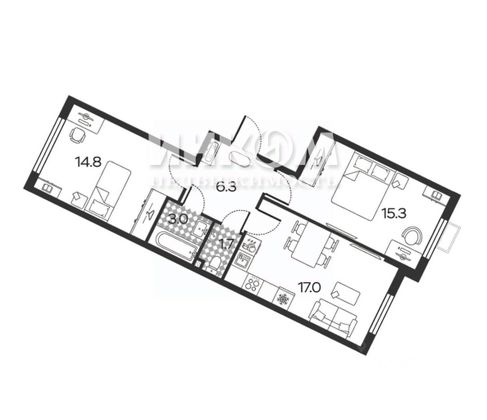 Продажа 3-комнатной квартиры 59 м², 2/5 этаж