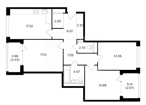 Продажа 3-комнатной квартиры 94,2 м², 11/27 этаж