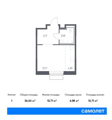 26,5 м², студия, 2/24 этаж