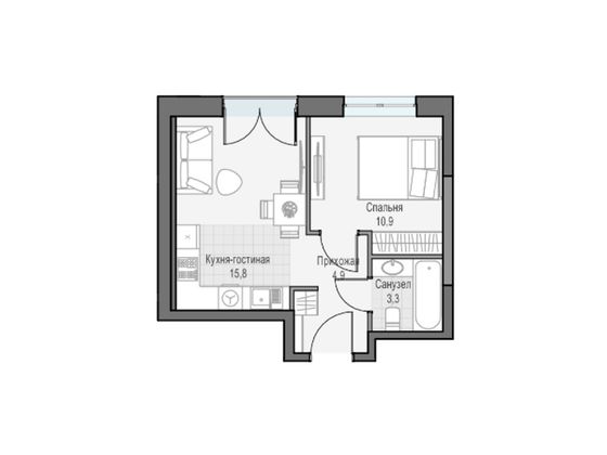 Продажа 1-комнатной квартиры 35,3 м², 23/26 этаж