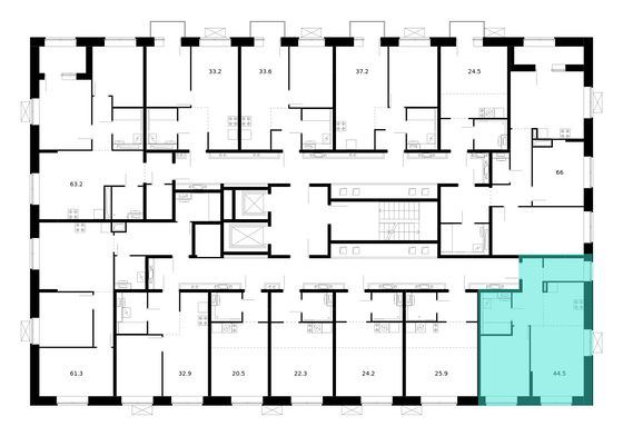 Продажа 1-комнатной квартиры 44,5 м², 8/10 этаж