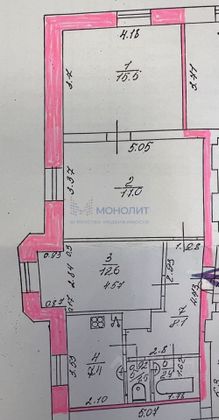 Продажа 3-комнатной квартиры 65 м², 2/3 этаж