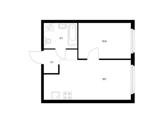Продажа 1-комнатной квартиры 36,4 м², 20/21 этаж