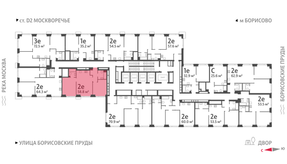 Продажа 2-комнатной квартиры 58,8 м², 24/52 этаж