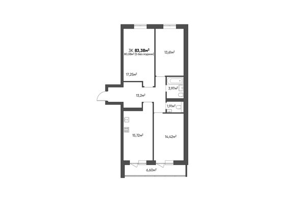 Продажа 3-комнатной квартиры 83,4 м², 1/9 этаж