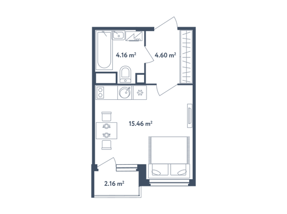 25,3 м², студия, 3/4 этаж