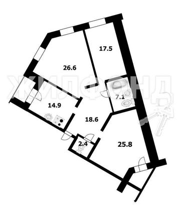 Продажа 3-комнатной квартиры 113 м², 4/4 этаж