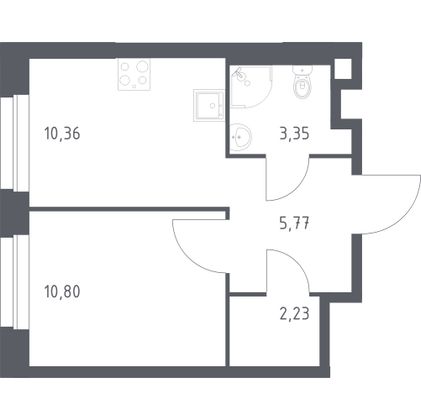 32,5 м², 1-комн. квартира, 8/16 этаж