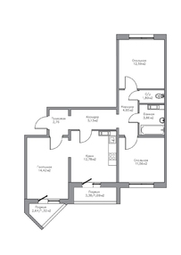 Продажа 3-комнатной квартиры 74,2 м², 13/17 этаж