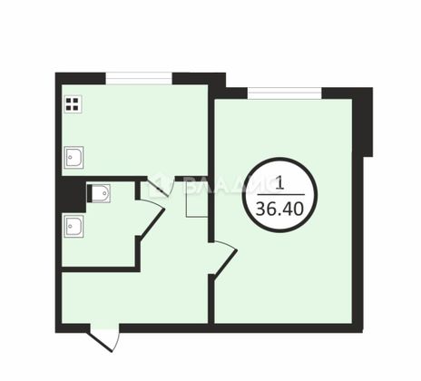 Продажа 1-комнатной квартиры 36,4 м², 1/17 этаж