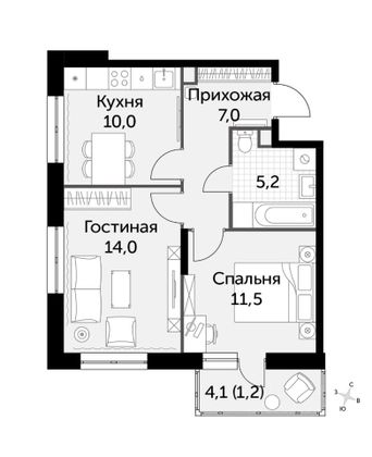 Продажа 2-комнатной квартиры 48,9 м², 1/8 этаж