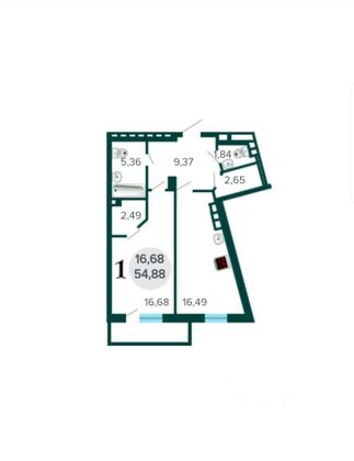 Продажа 1-комнатной квартиры 55 м², 15/27 этаж