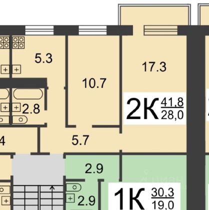 Продажа 2-комнатной квартиры 42,3 м², 3/5 этаж