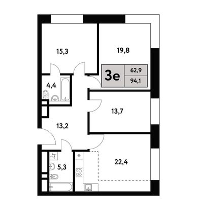 94,1 м², 4-комн. квартира, 8/35 этаж