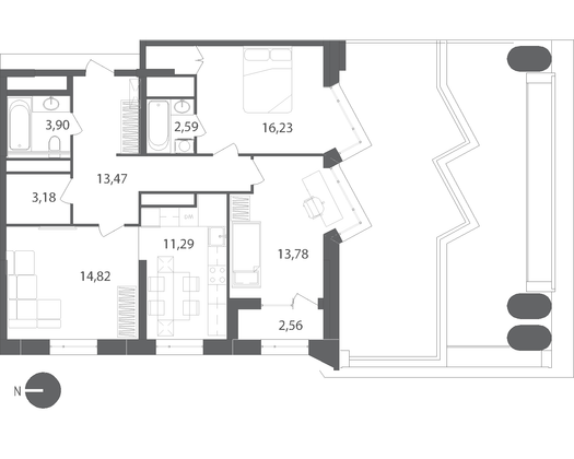 Продажа 3-комнатной квартиры 80,5 м², 14/22 этаж