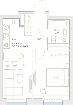 Продажа 2-комнатной квартиры 43 м², 16/23 этаж
