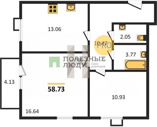 Продажа 2-комнатной квартиры 58,2 м², 3/10 этаж