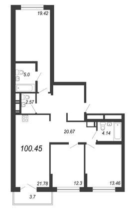 Продажа 4-комнатной квартиры 100,4 м², 14/18 этаж