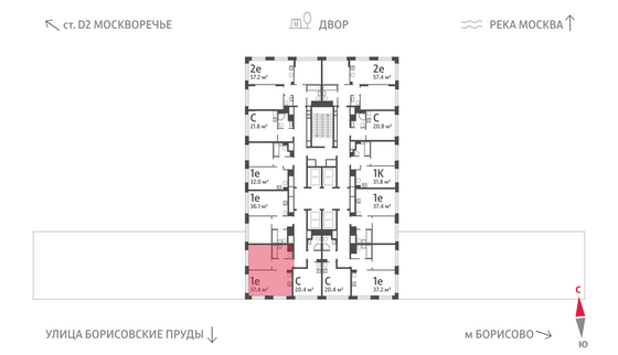 Продажа 1-комнатной квартиры 37,4 м², 14/30 этаж