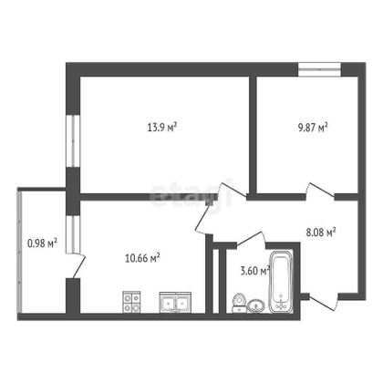 Продажа 2-комнатной квартиры 47,2 м², 5/8 этаж