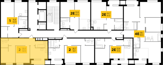 Продажа 2-комнатной квартиры 52,5 м², 6/22 этаж