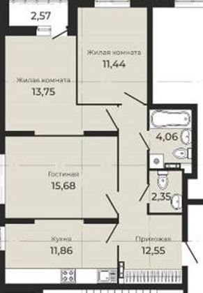 Продажа 3-комнатной квартиры 74,3 м², 7/25 этаж