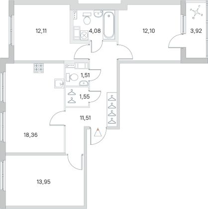 Продажа 3-комнатной квартиры 77,1 м², 2/4 этаж