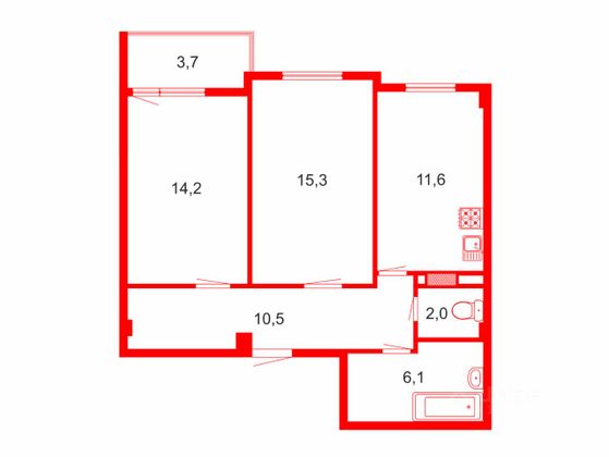 Продажа 2-комнатной квартиры 60 м², 5/10 этаж