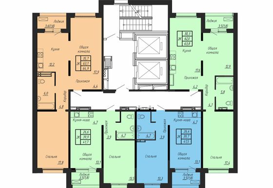Продажа 2-комнатной квартиры 63,8 м², 2/17 этаж