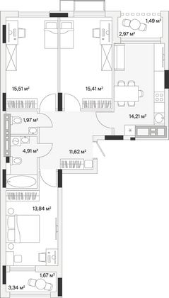 80,6 м², 3-комн. квартира, 7/7 этаж