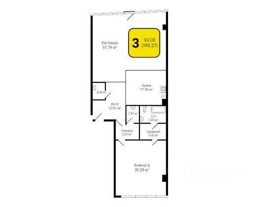 Продажа 3-комнатной квартиры 149,2 м², 11/17 этаж