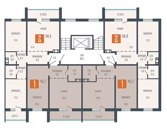 Продажа 1-комнатной квартиры 43,7 м², 5/10 этаж