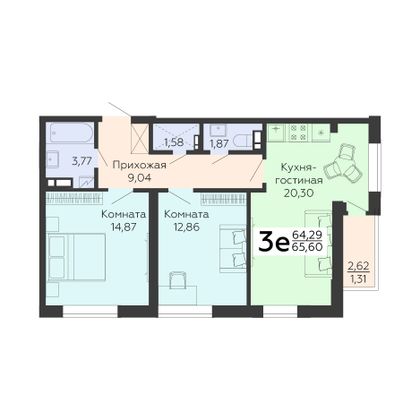 Продажа 3-комнатной квартиры 65,6 м², 4/16 этаж