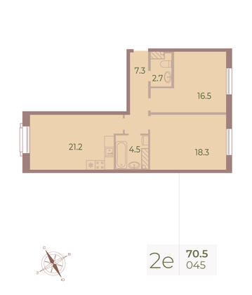 Продажа 2-комнатной квартиры 70,4 м², 9/9 этаж