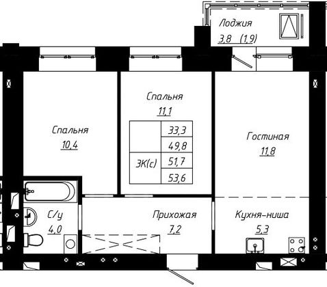 Продажа 3-комнатной квартиры 51,7 м², 14/16 этаж