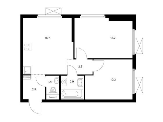 Продажа 2-комнатной квартиры 48,7 м², 19/33 этаж