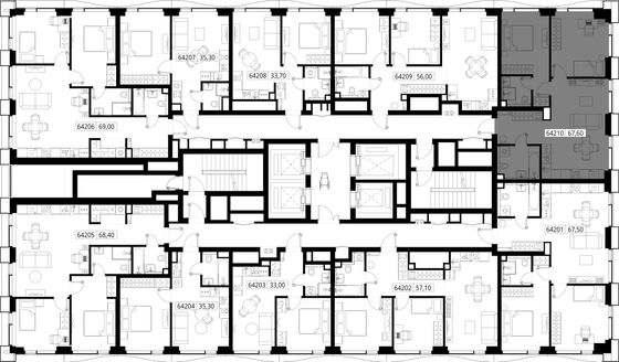 Продажа 2-комнатной квартиры 67,6 м², 42/48 этаж