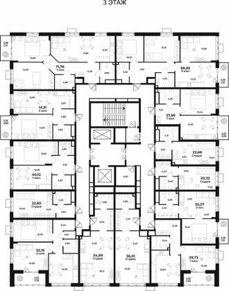 Продажа квартиры-студии 71,8 м², 3/10 этаж