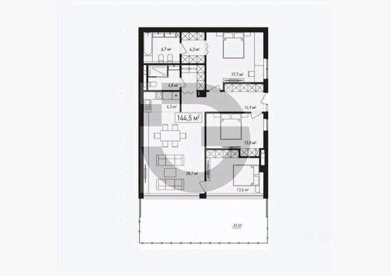 Продажа 4-комнатной квартиры 145,2 м², 3/5 этаж