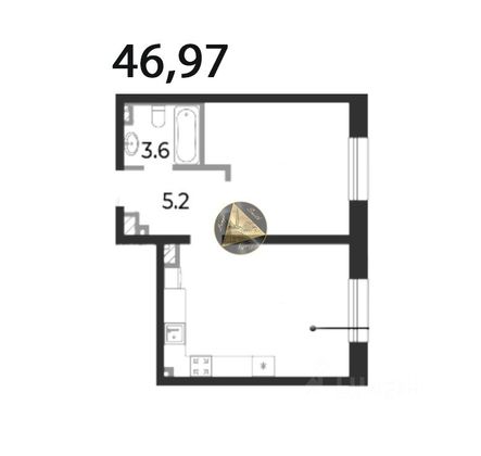 Продажа 1-комнатной квартиры 47 м², 5/9 этаж