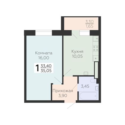 Продажа 1-комнатной квартиры 35 м², 9/18 этаж