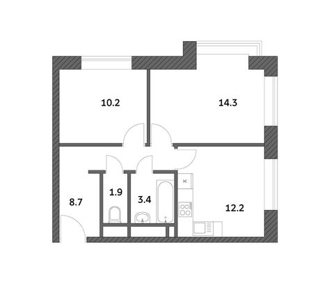 Продажа 2-комнатной квартиры 50,7 м², 10/19 этаж