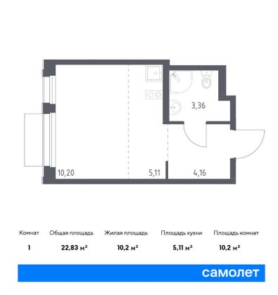 22,8 м², студия, 4/9 этаж