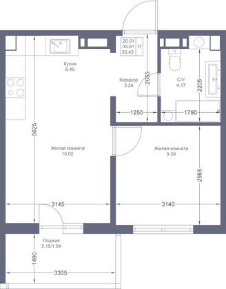 Продажа 1-комнатной квартиры 35,5 м², 10/10 этаж