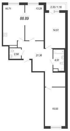 Продажа 3-комнатной квартиры 90,1 м², 3/10 этаж