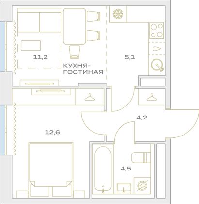 Продажа 2-комнатной квартиры 37,6 м², 19/23 этаж